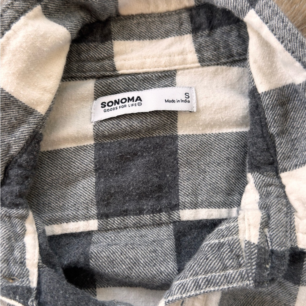 Sonoma Men’s Plaid Flannel- Gray and White